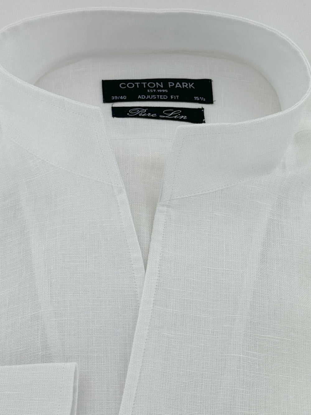 Chemise lin blanc col droit ouvert