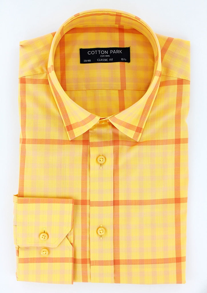 Chemise à carreaux orange et jaunes