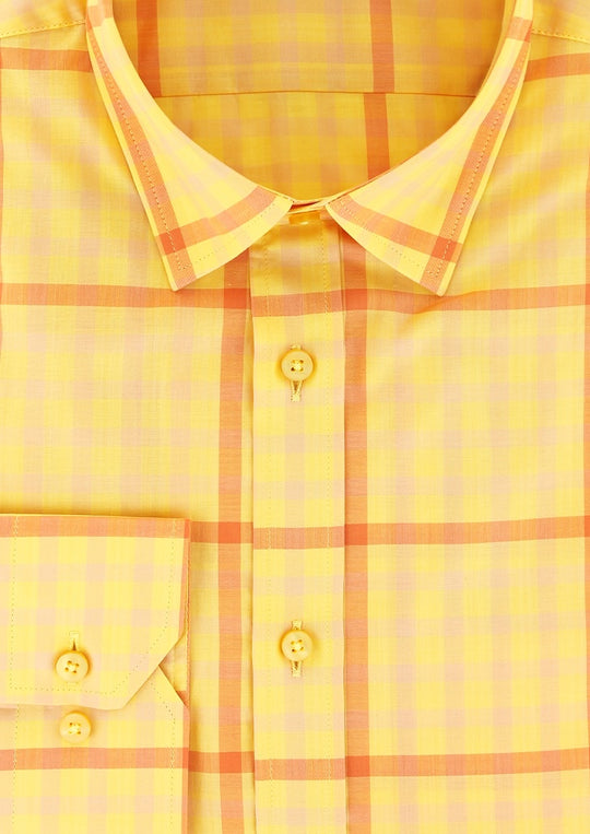 Chemise à carreaux orange et jaunes