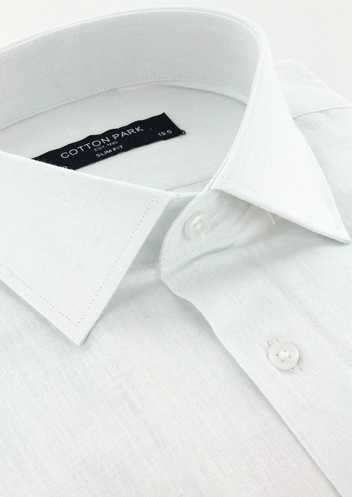 Chemise cintrée en lin coton blanc