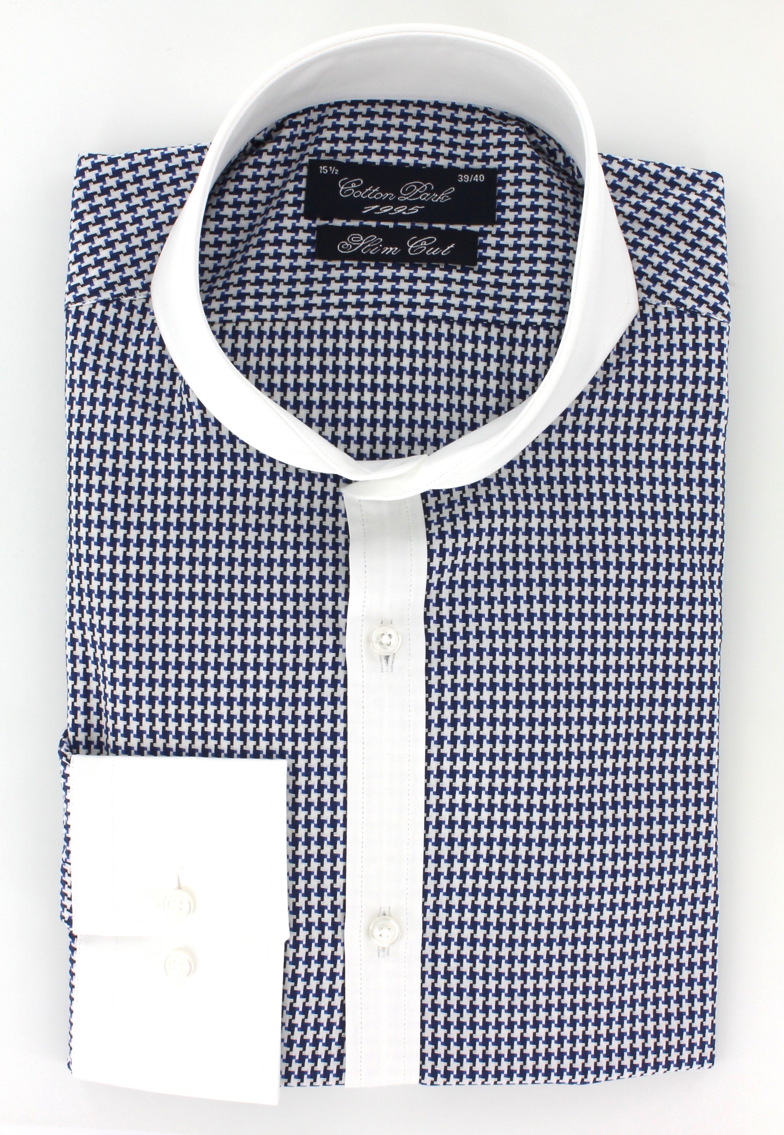 Cutaway Italian collar shirt with white oppositions